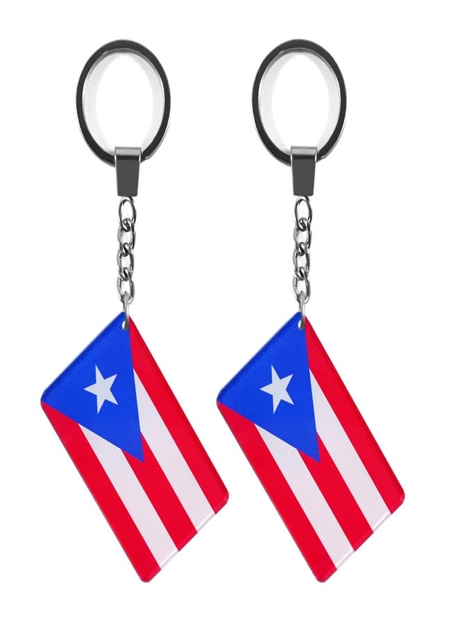 QQSD Puerto Rico Flag Keychain Puerto Rican Key Ring, 2 Pack - Image 1
